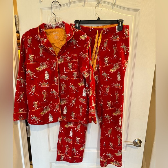 Nick & Nora Retro Sock Monkey Women’s flannel Pajamas size small - Picture 1 of 9